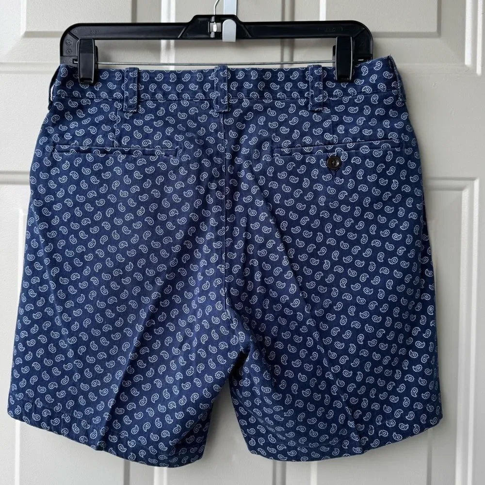 J.Crew Men’s Stretch Chino Shorts 30x9 Navy Blue Paisley Print Preppy‎ Casual